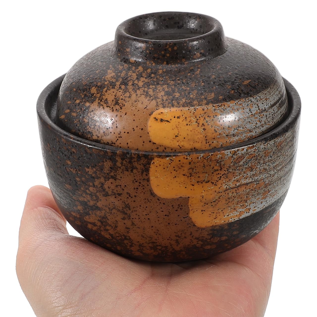COLLBATH Tradizionale Giapponese Miso Zuppa Ciotola Con Coperchio Ceramica Fatto A Muso Zuppa Uova Al Vapore E Altri Piatti