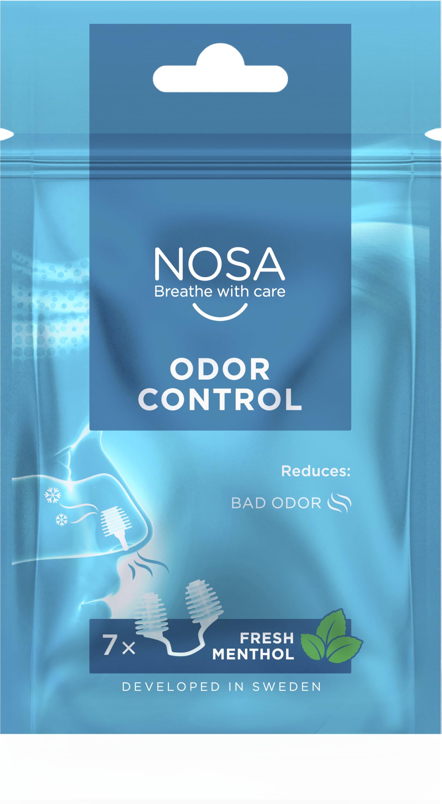 NOSA Odor Protection | | Evita los Malos olores | bloquea el Mal Olor | Único y Discreto | 7 Pack | Aroma a mentol Fresco | Fácil de Respirar | Protección contra los olores