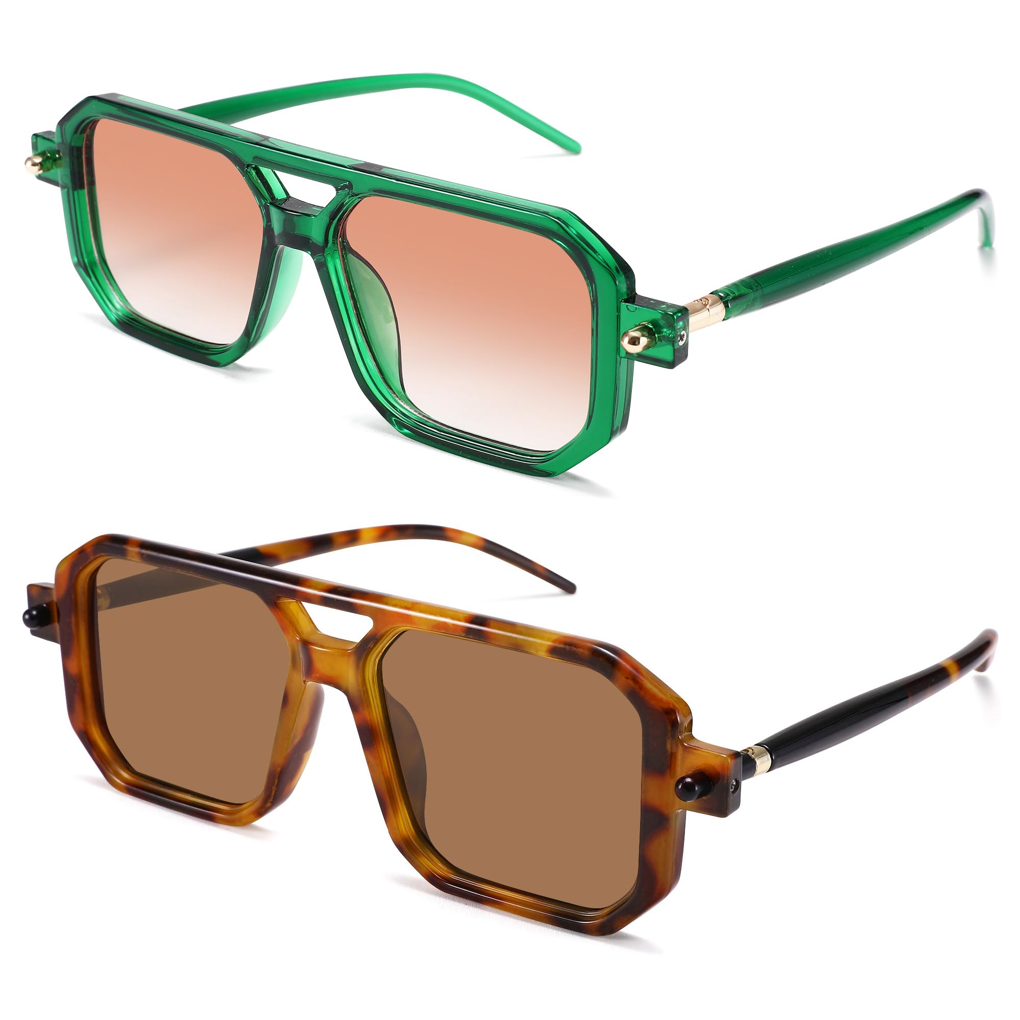 GLARDEFE Retro Aviator Sunglasses for Women Men - Trendy Square Sun Glasses