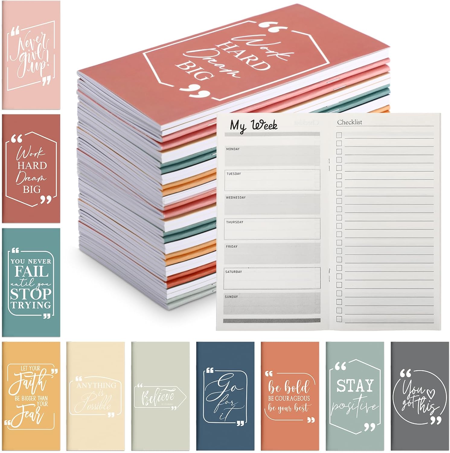 Qilery 30 Pack Motivational Pocket Planners Bulk 2026-2027 Weekly Habit Trackers To-Do Lists for Employee Appreciation Gifts Nurses Managers