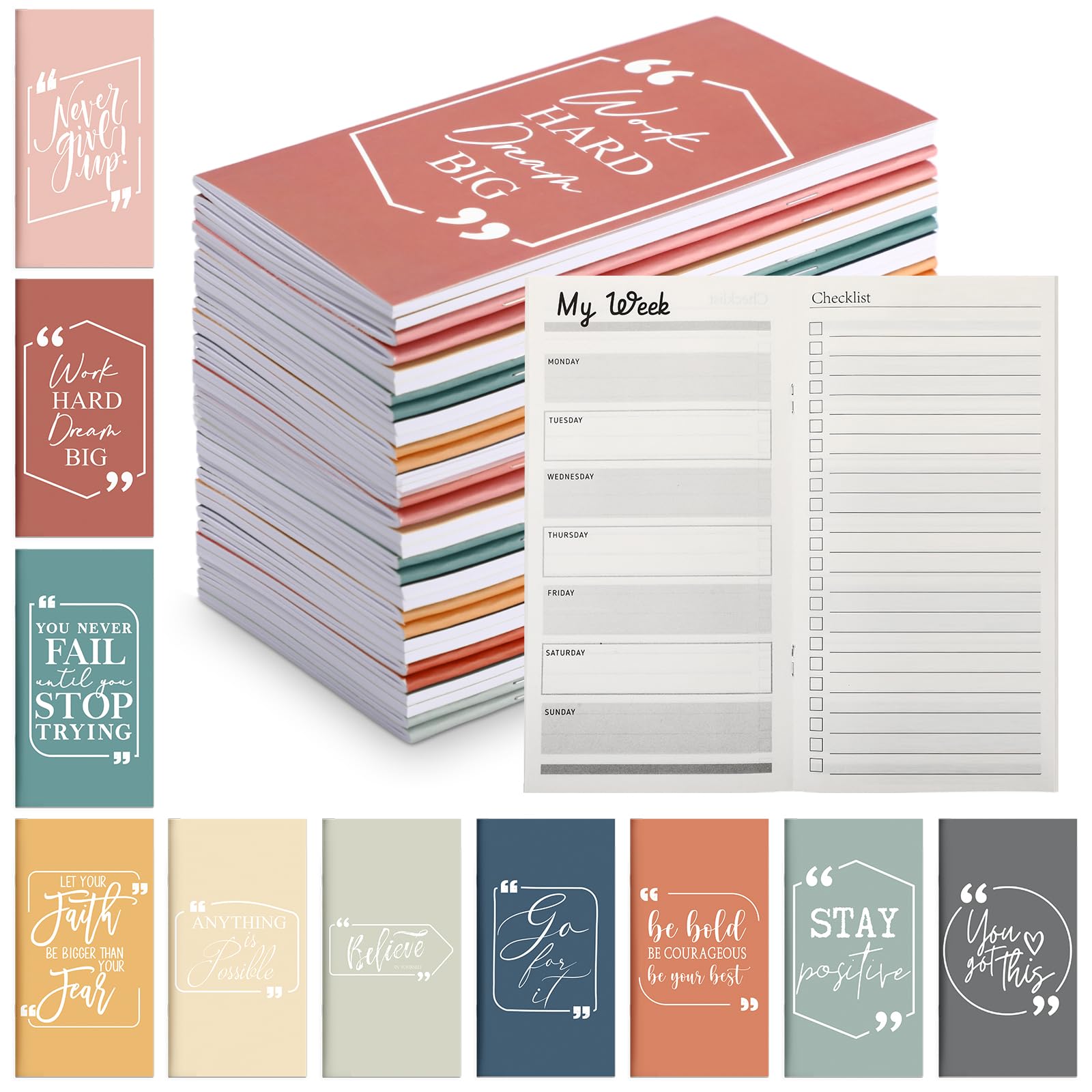 Qilery Taschenplaner für Mitarbeiter, 2026–2027, Tracker, täglich, wöchentlich, Gewohnheitstagebuch, To-Do-Liste, Notizblöcke, Dankeschön-Geschenke für Studenten, Kollegen, Mitarbeiter (motivierend