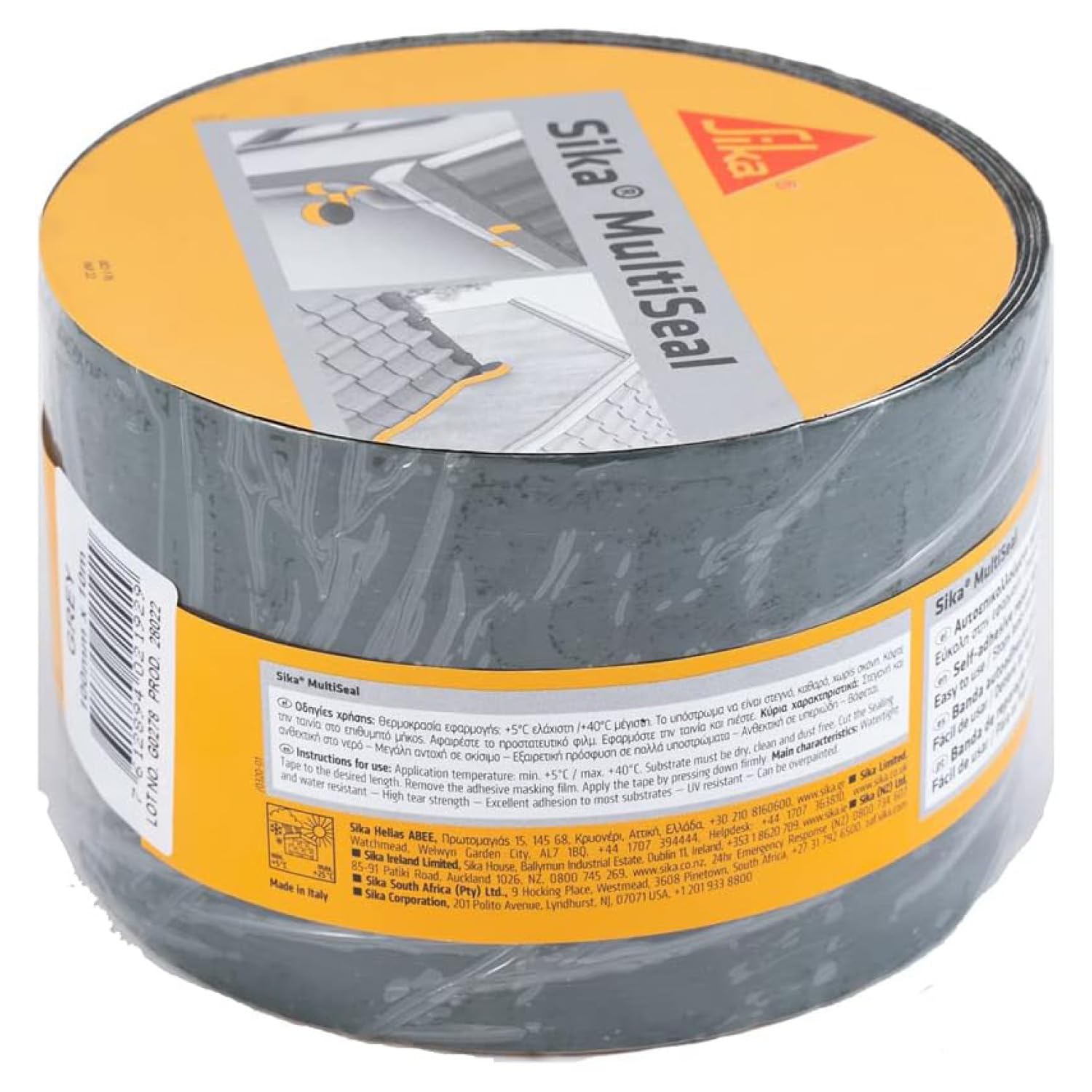 SIKA - Cinta selladora bituminosa - Sika Multiseal - Gris - Para reparación de techos y tejados - Impermeable - Rollo de 100 mm x 10 m