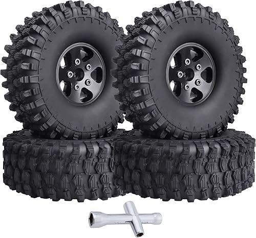Ruedas y neumáticos Beadlock de 1.9 pulgadas para camión Traxxas TRX4 110 a escala 110, juego de 4 (llantas negras)