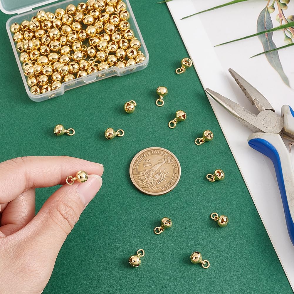 UNICRAFTALE about 100Pcs Real 18K Gold Plated Mini Bells Christmas Jingle Bell Dangle Charms Jewelry Making Charms for Necklace Bracelet Decor Pet Bell Dog Collar Bells Home Door Decor