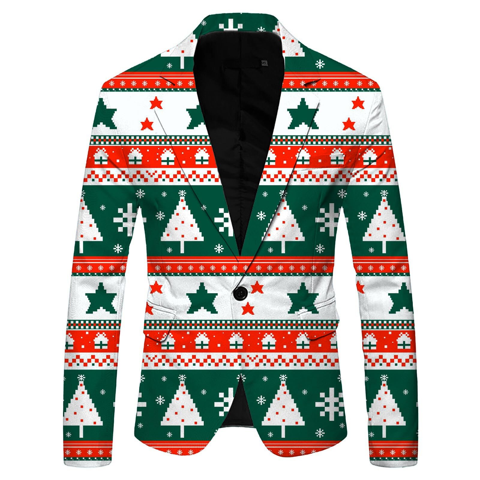 Giacca Costume di Natale Uomo divertente stampato Lettere festive per sera elegante e casual