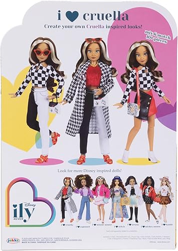 Miniatura 7 de Disney ILY 4Ever Muñecas Cruella de 11.5 pulgadas de alto con 13 puntos de articulación, dos trajes completos para mezclar y combinar y anillo de