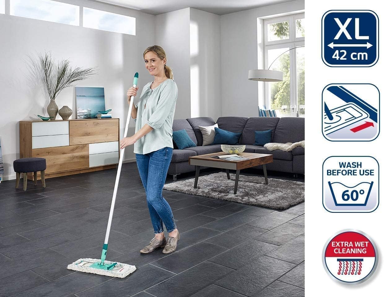 Leifheit Profi Cotton Plus Floor Wiper with Aluminium Handle, Mop, 55020