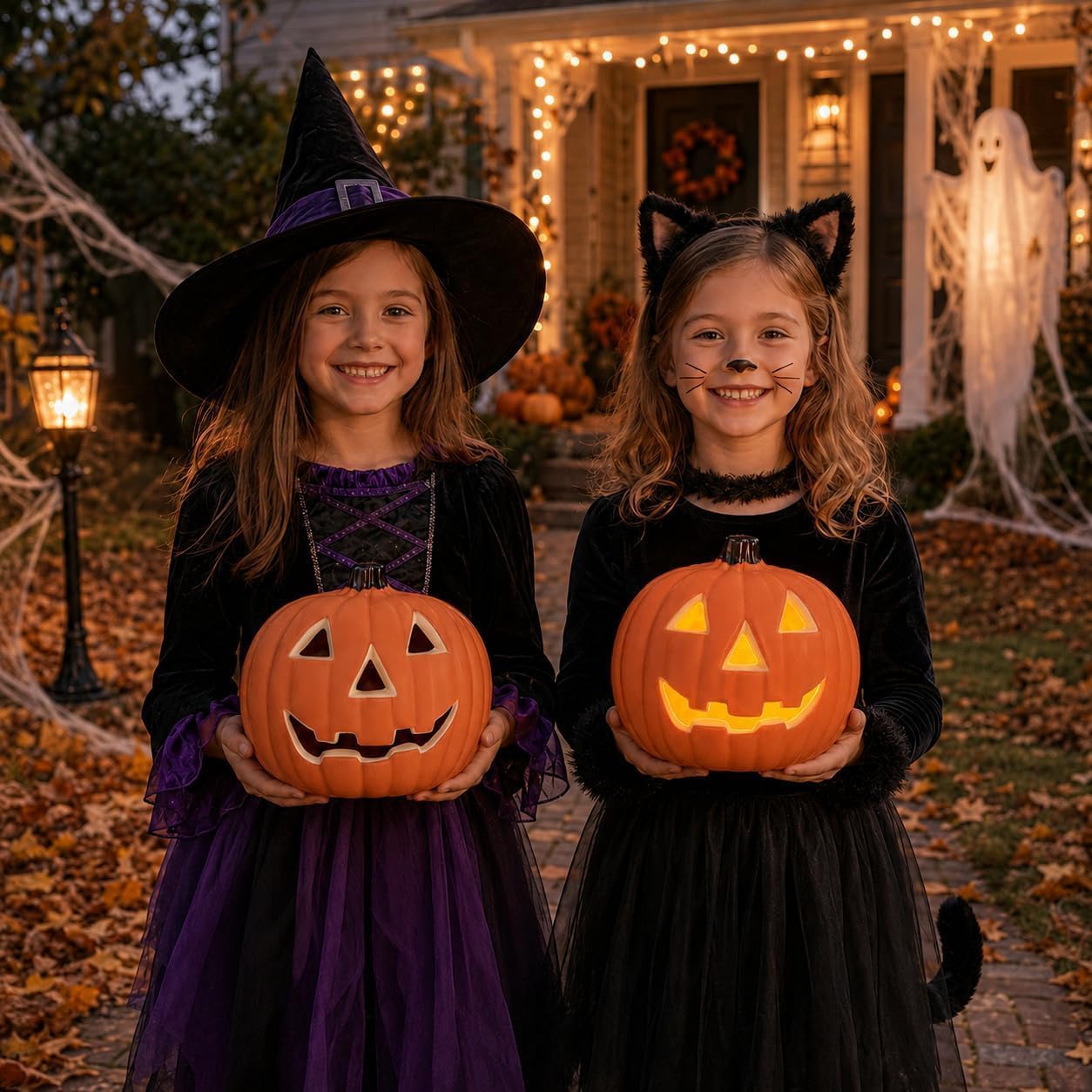Halloween Light up Pumpkin | Plastic Jack O Lantern for Halloween, Orange