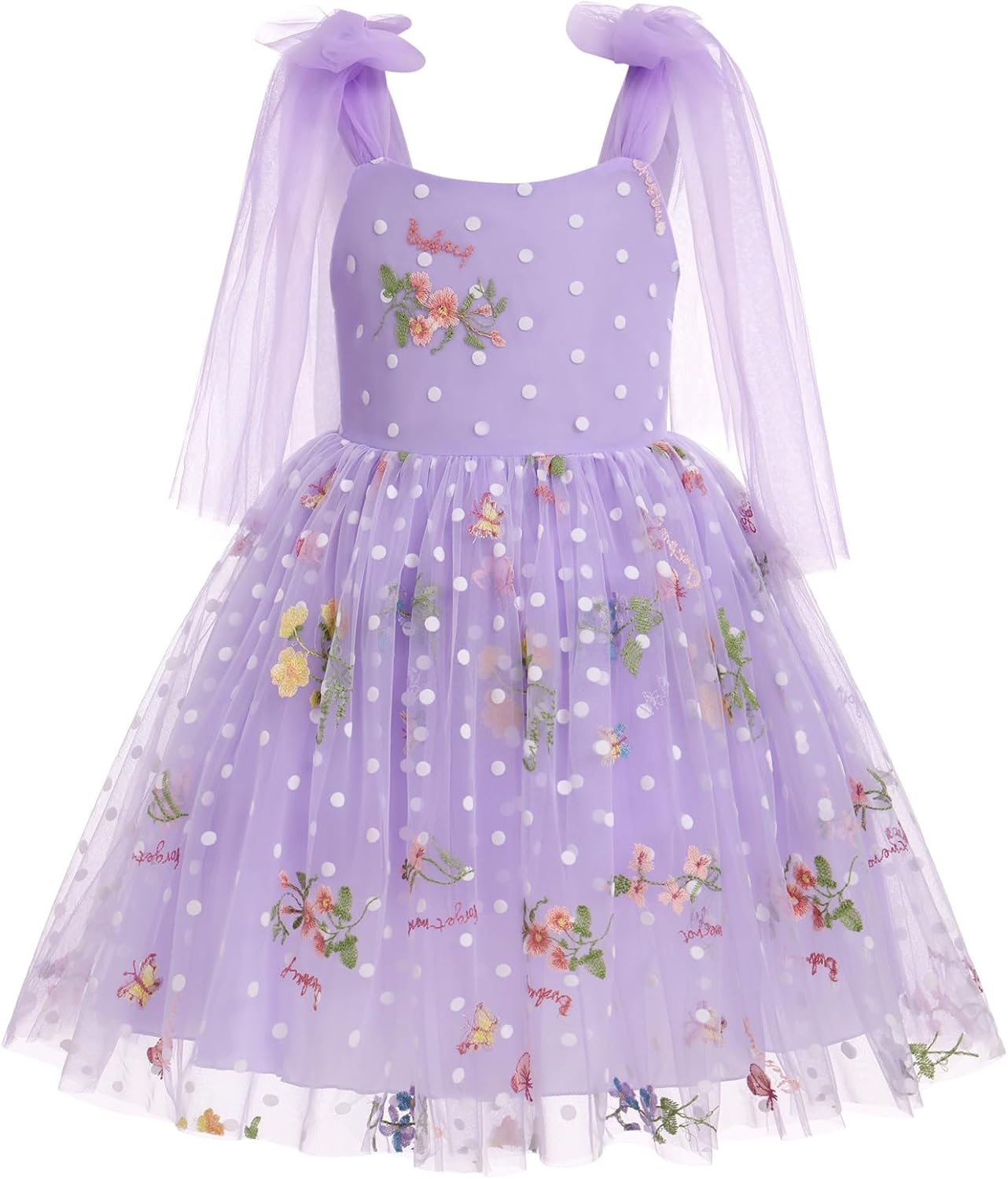IBTOM CASTLE Toddler Baby Flower Girl Dress Sleeveless Floral Embroidered Tulle Dresses for Wedding Birthday Pageant