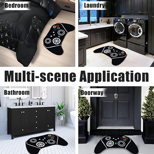 Miniatura 6 de Divertida alfombra de baño con forma de gamepad pequeña, bonita, antideslizante, absorbente, suave, para decoración de la habitación de los niños,
