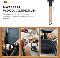 Vista 8 de Kichvoe Sartenes con asas extraíbles, mango de olla de madera de repuesto, sartén wok, sartén para sartén con mango a prueba de quemaduras, mango