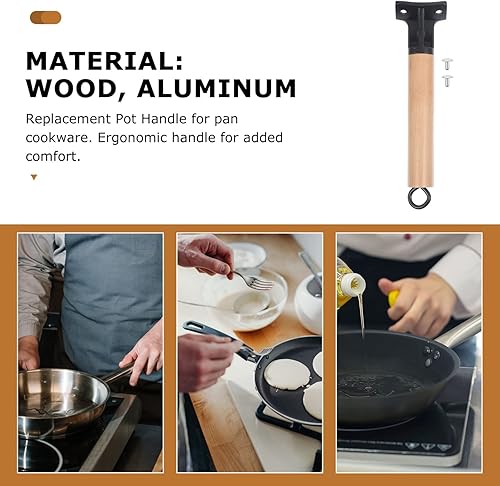 Miniatura 8 de Kichvoe Mango de madera de repuesto para sartén Wok sartén de cacerola a prueba de quemaduras mango largo para utensilios de cocina universales