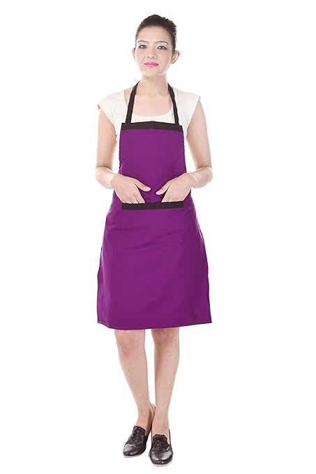 Switchon waterproof purple kitchen apron with front pocket-Proudly made in india