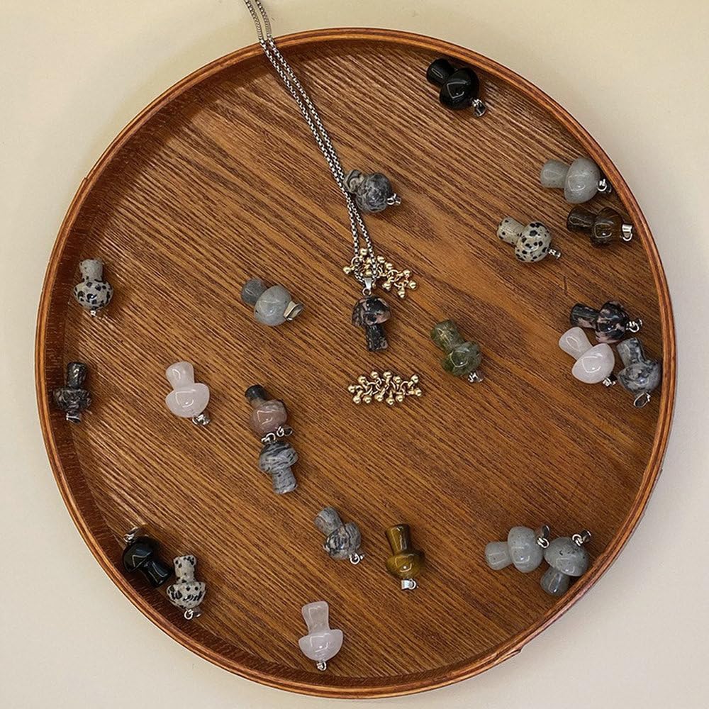 Natural Gemstone Cute Mushroom Pendant Chain Necklace for Three Best Friends Women Daughter Gold Dainty Fashion Friendship Christmas Birthday Jewelry Gifts - Image 6