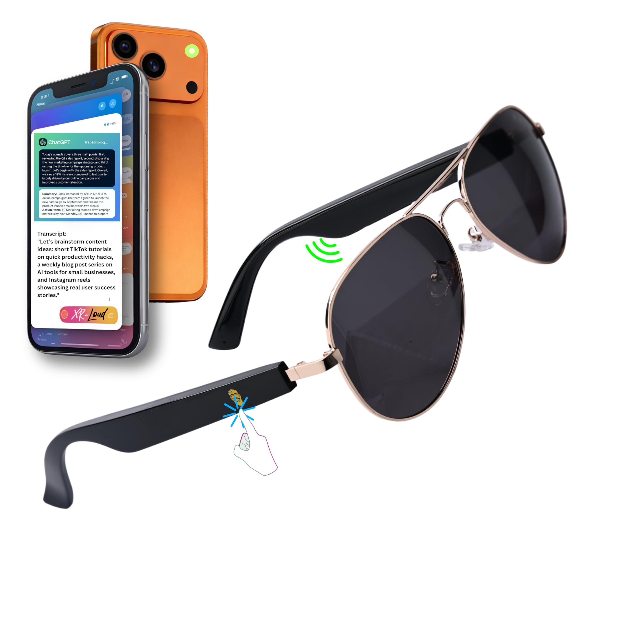 AI Smart Glasses with Bluetooth for Men Women Easy Pair with iThinkLoud, ChatGPT-Claude-Gem, Privacy-Friendly, 5.3 Android Siri Touch and Voice Assistant Glasses with Speakers, 120H SB BLACK DOMINATOR