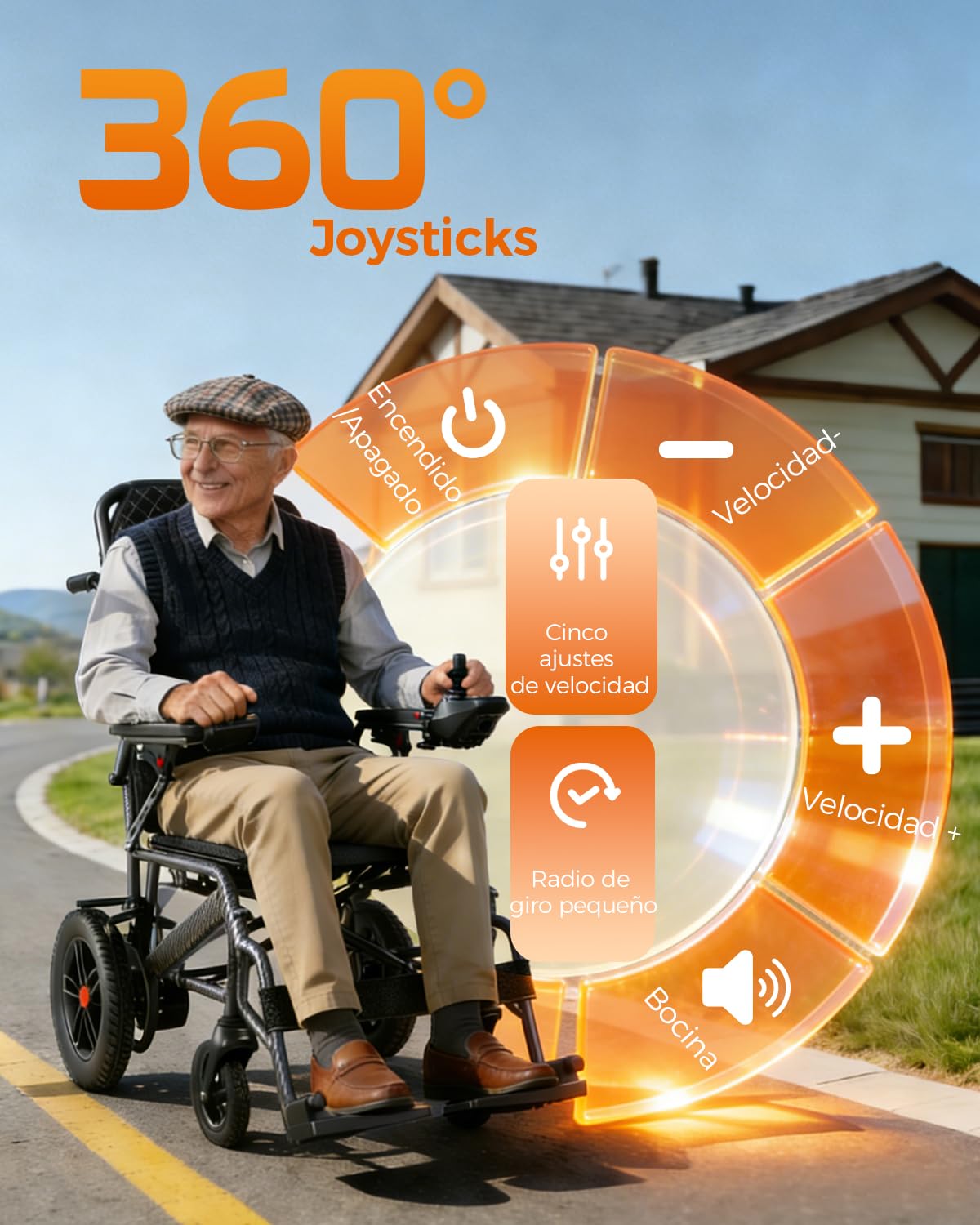 HomyKing 19KG Silla de Ruedas Eléctrica Plegable Ligera, Silla Electrica todo terreno para Mayores Capacidad de carga de 150 kg Autonomía de 25 km, Batería de litio de 20 Ah Al aire libre