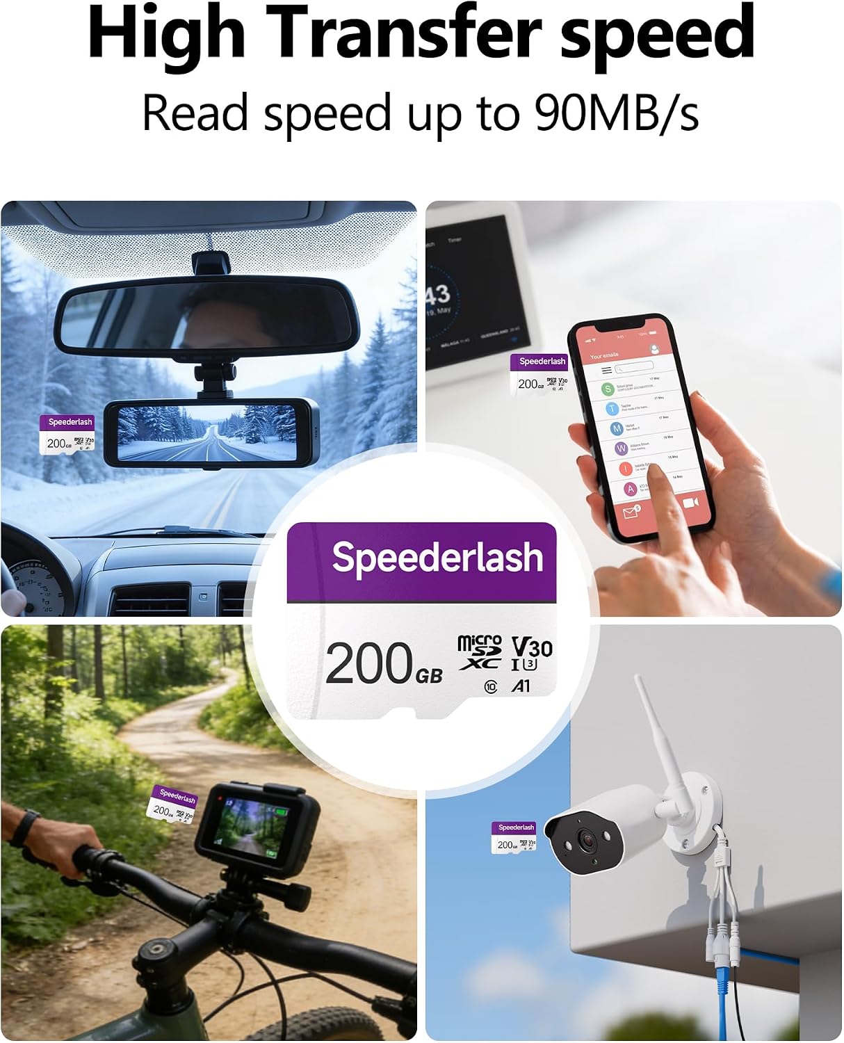 Micro SDXC Memory Card Speederlash (200GB-1pk)