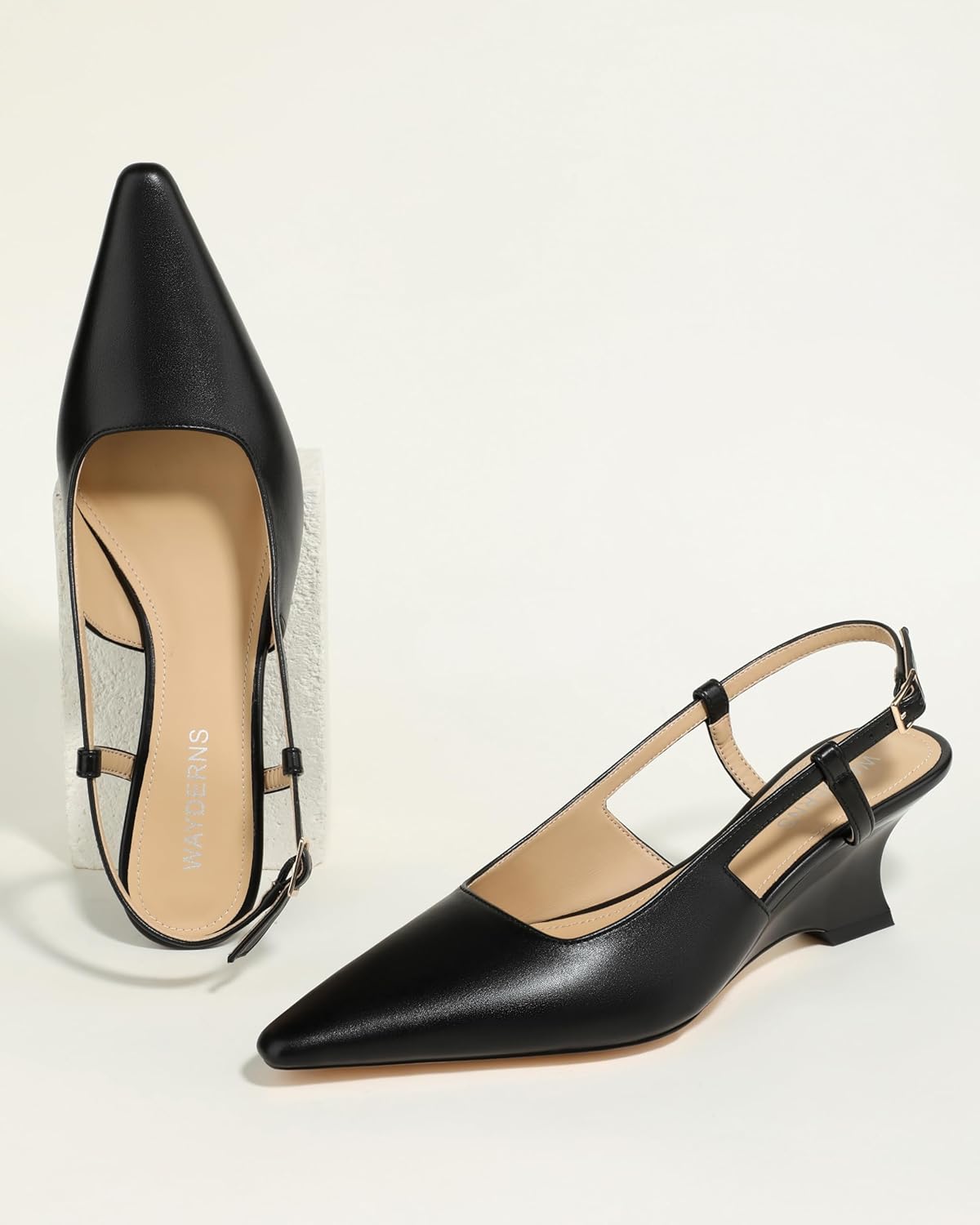 WAYDERNS Closed Toe Wedge Heels for Women Sling Back Wedge Heels Square Toe Women's Wedge Pumps Slingback Heel Dress Shoes for Office Evening Prom Wedding 2 Inch - Image 7