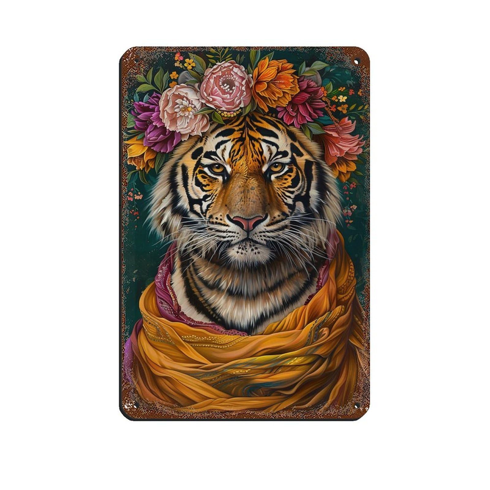 Matisse Maximalist Floral Tiger Painting Poster Retro Poster Metal Tin Sign Chic Art Retro Iron Painting Bar People Cave Cafe Family Garage Poster Wall Decoration 8x12inch(20x30cm)