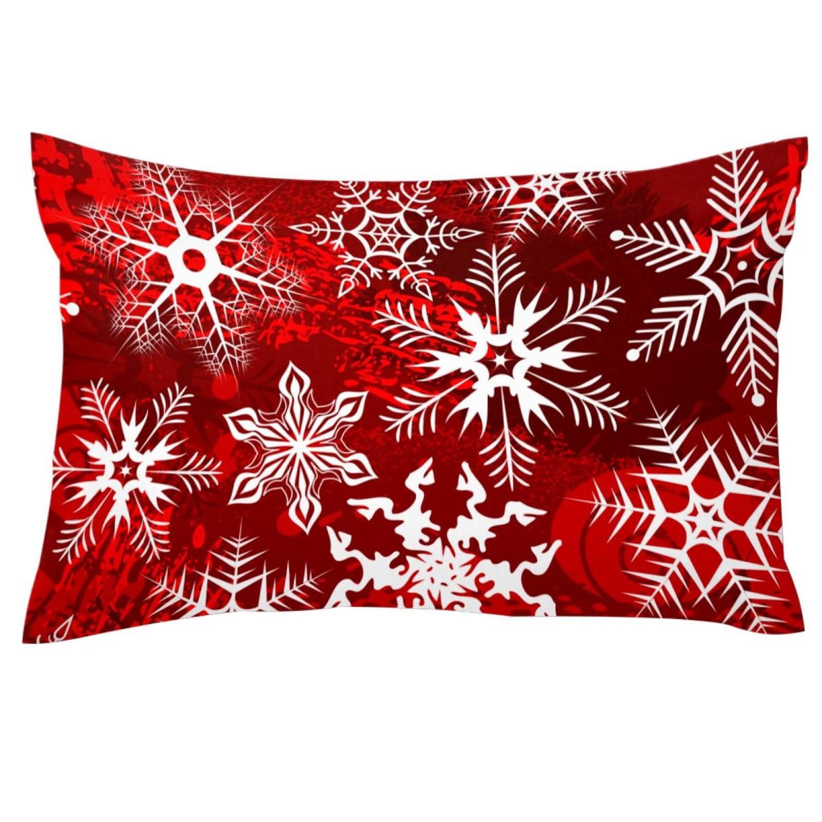 HOSNYE Federa Per Cuscino 50x50 Cm | Fiocchi Di Neve Bianchi Su Sfondo Blu | Cotone E Lino Con Cerniera | Decorativa Per Divano E Camera