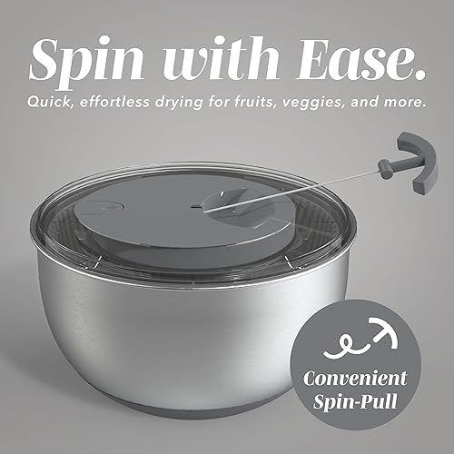 Miniatura 5 de COOK WITH COLOR Lavadora de lechugas y secadora de verduras para una fácil preparación de ensaladas, base antideslizante con mango de tracción,