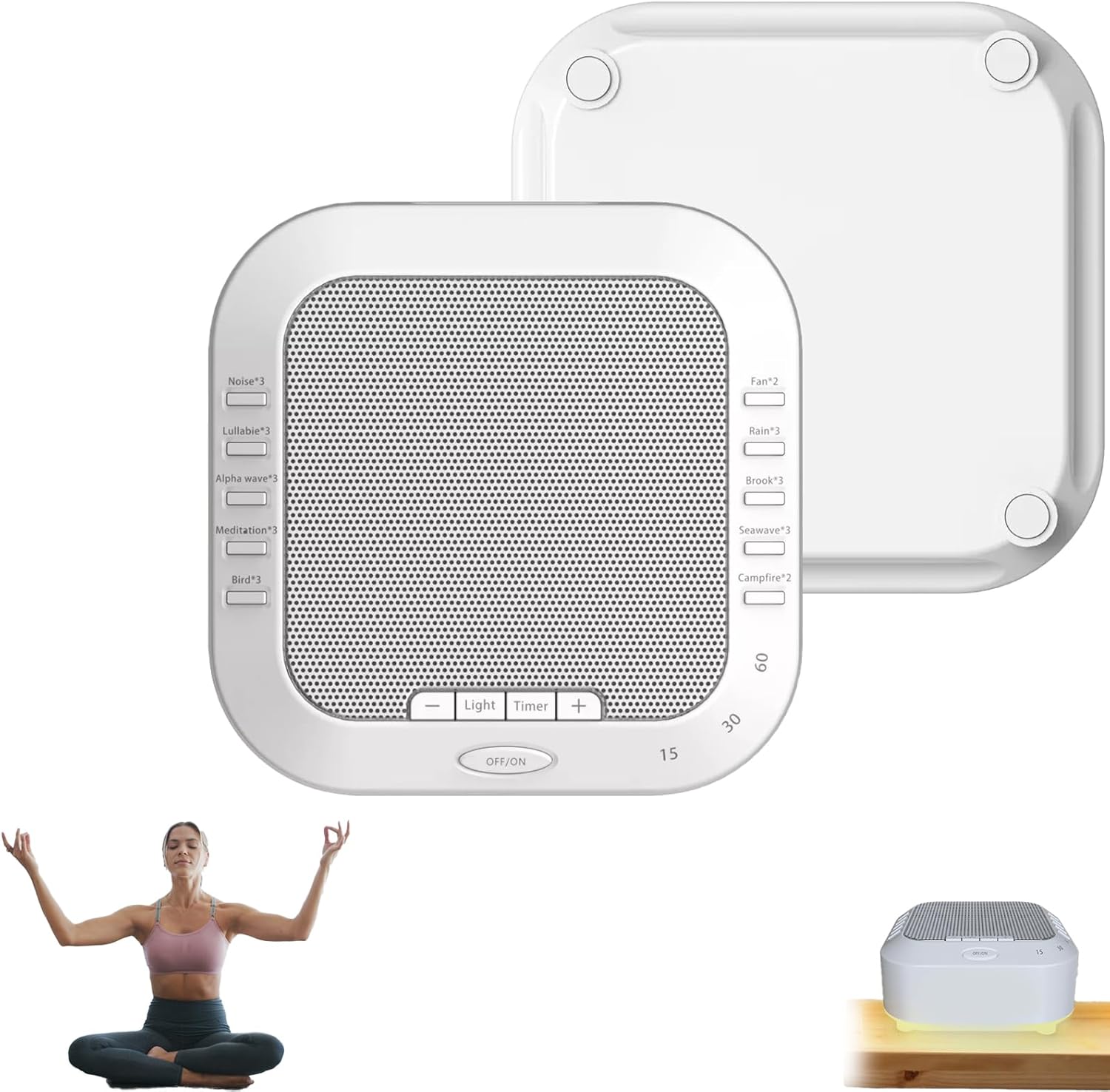 Ora Sound Machine Solfeggio Frequencies – 28 Soothing Sounds & White Noise, Portable Sleep Machine with Night Light & Timer for Meditation, Office, Travel & Baby Sleep (1pcs)