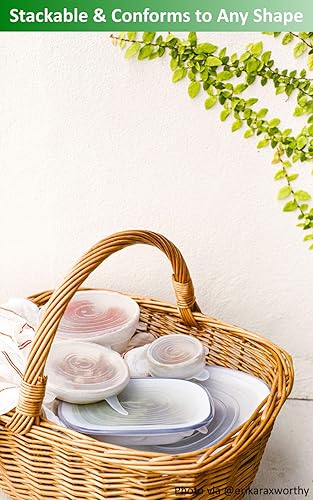 Miniatura 8 de altCookingHub Tapas elásticas de silicona, paquete de 6 tapas del mismo tamaño de 6.3 pulgadas, sin BPA, tapas de silicona reutilizables a prueba de