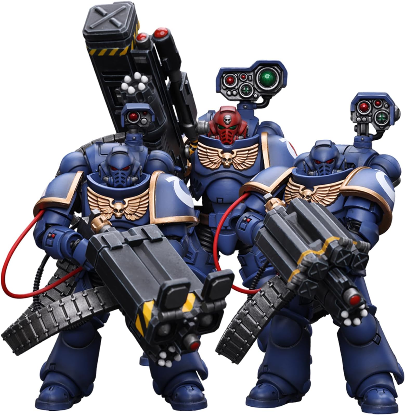 JT8803+JT8810+JT8827 Warhammer 40K The Ultramarines, Ultramarines Desolation Marine Tactical Team Three person group 1/18 Action Figures Soldier Model Set