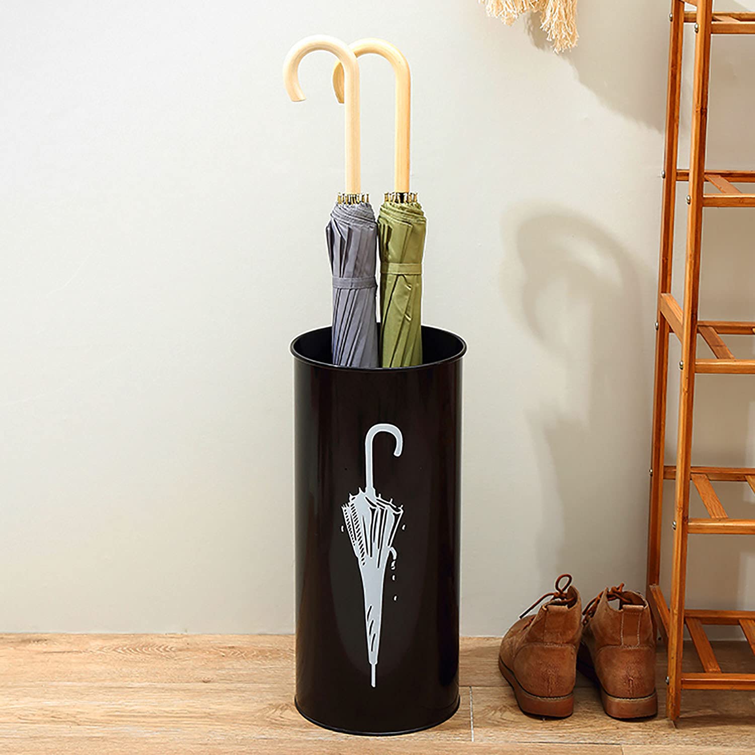 Porte-parapluie support de rangement métallique stable avec crochets