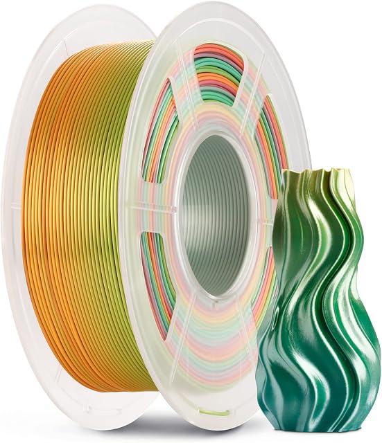ANYCUBIC Silk PLA Filament 1.75mm, Rainbow Silk 3D Printer PLA Filament, 1kg(2.2Lbs)/Spool, Dimensional Accuracy +/- 0.05 mm