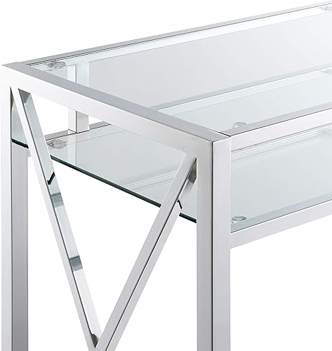 Miniatura 5 de Convenience Concepts Escritorio Oxford, 42 pulgadas, cristal transparentecromo