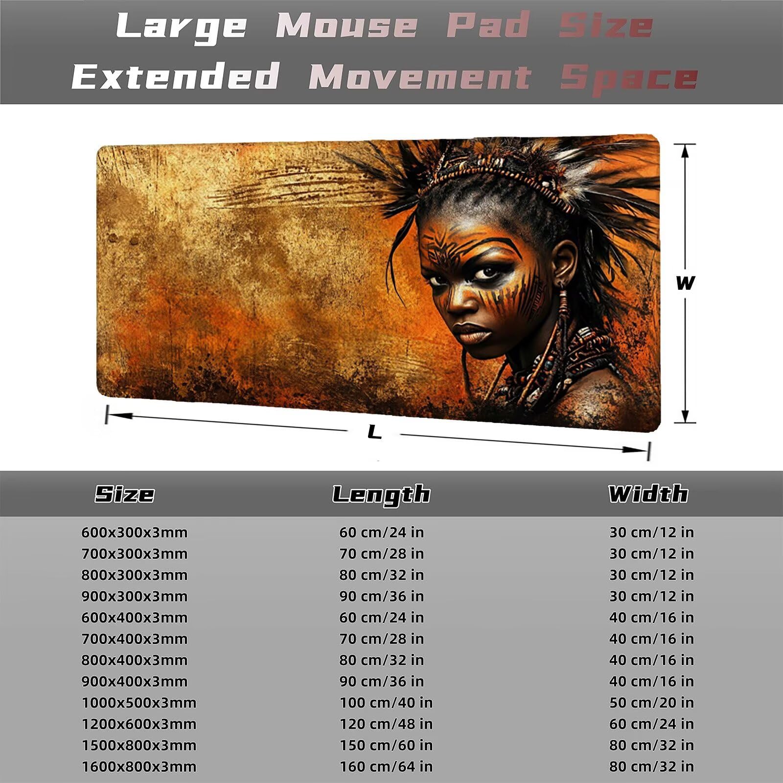 Podkładka pod mysz XXL 1600x800 Afryka podkładka pod mysz maska pod mysz, japońska podkładka pod mysz podkładka na biurko ulepszona dokładność i szybkość Antypoślizgowa gumowa podstawa dla graczy i