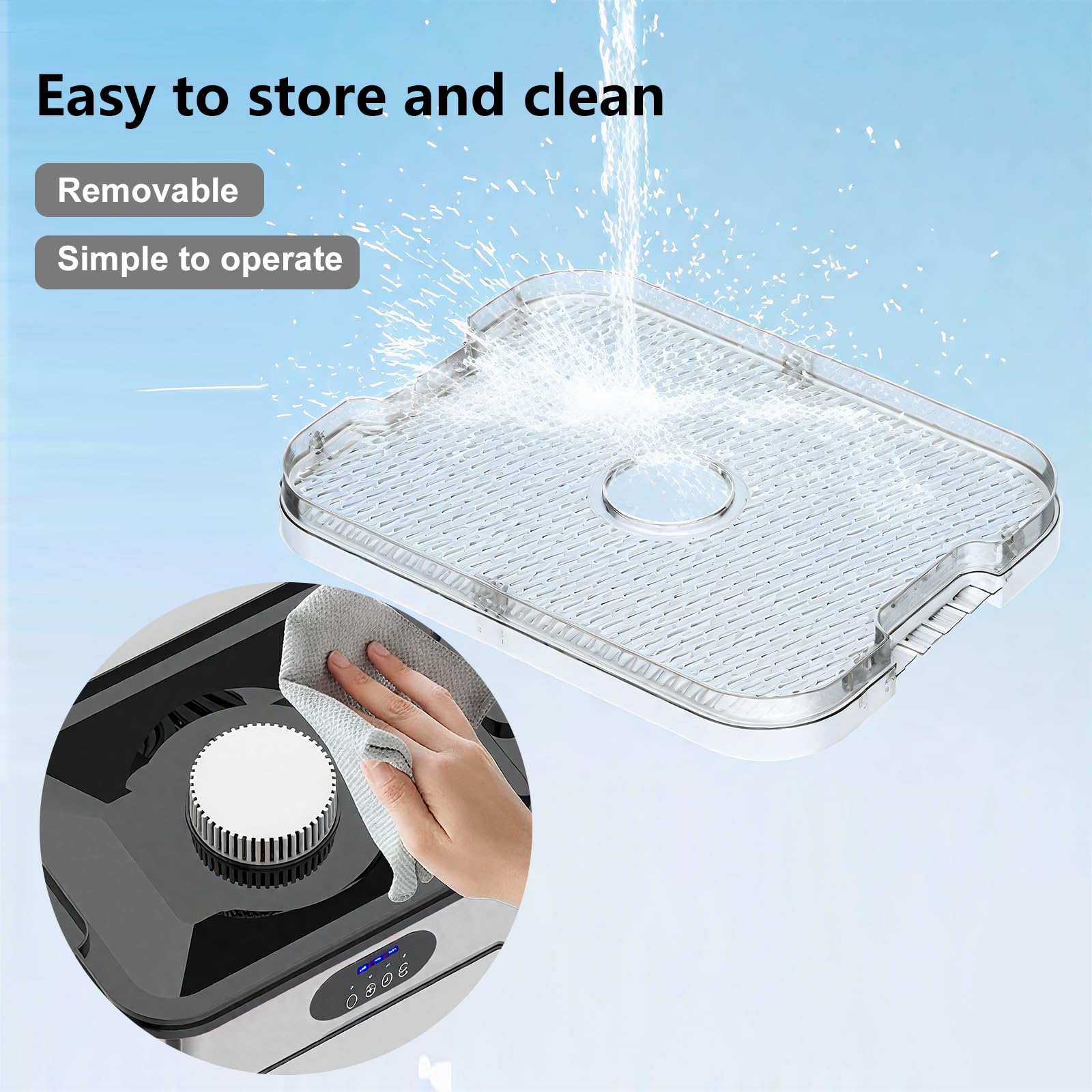 Deshydrateur Alimentaire 16L,8 Plateaux, Minuterie de 72 Heures, Température Réglable de 42 °C à 70 °C, pour le Séchage de Viande, Légumes et Fruits