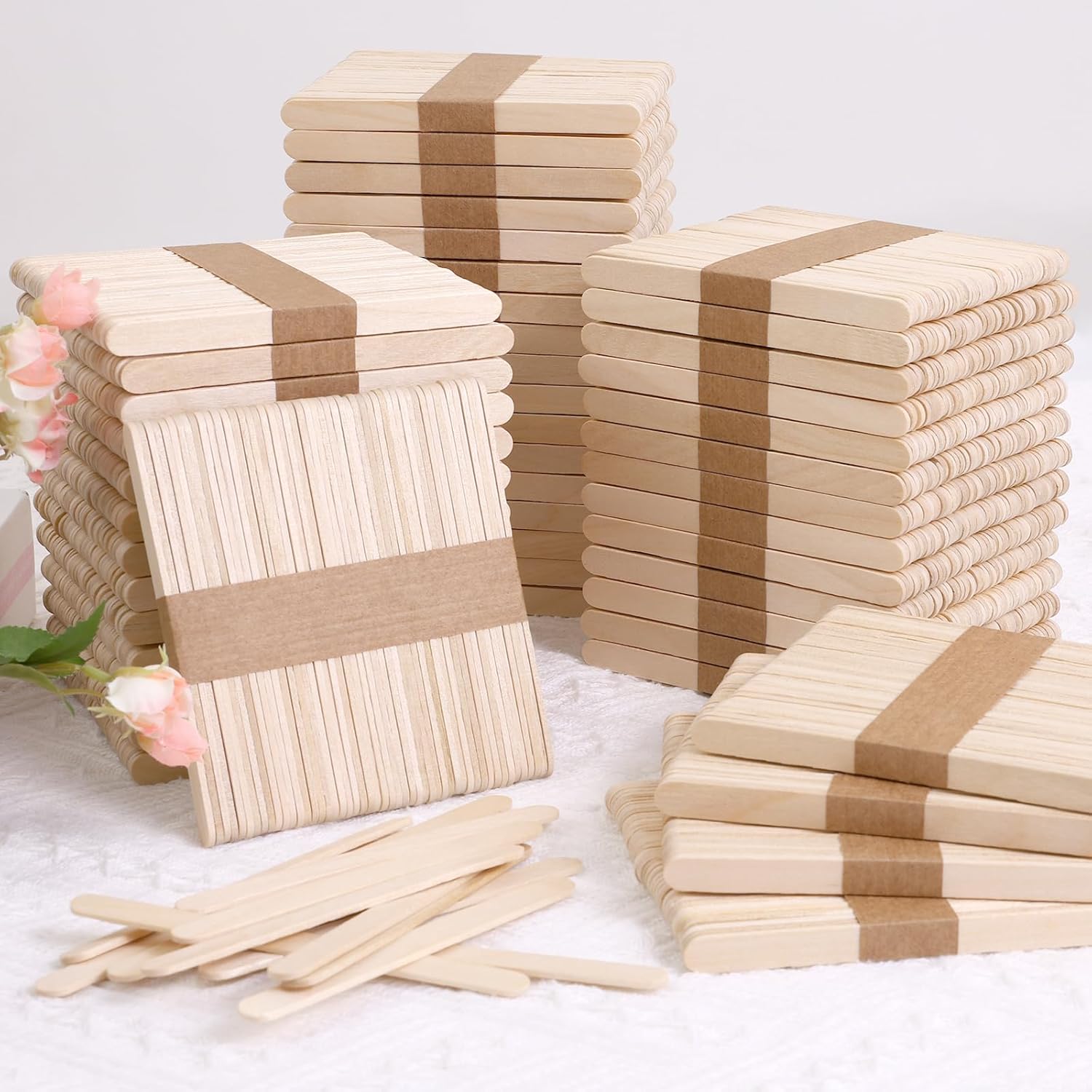 3600pcs Craft Sticks Bulk Natural Wooden Ice Cream Sticks,4.5 Inch Popsicle Sticks for Crafts,Food and Hair Remova,DIY Crafts Supplies for Home Art Projects