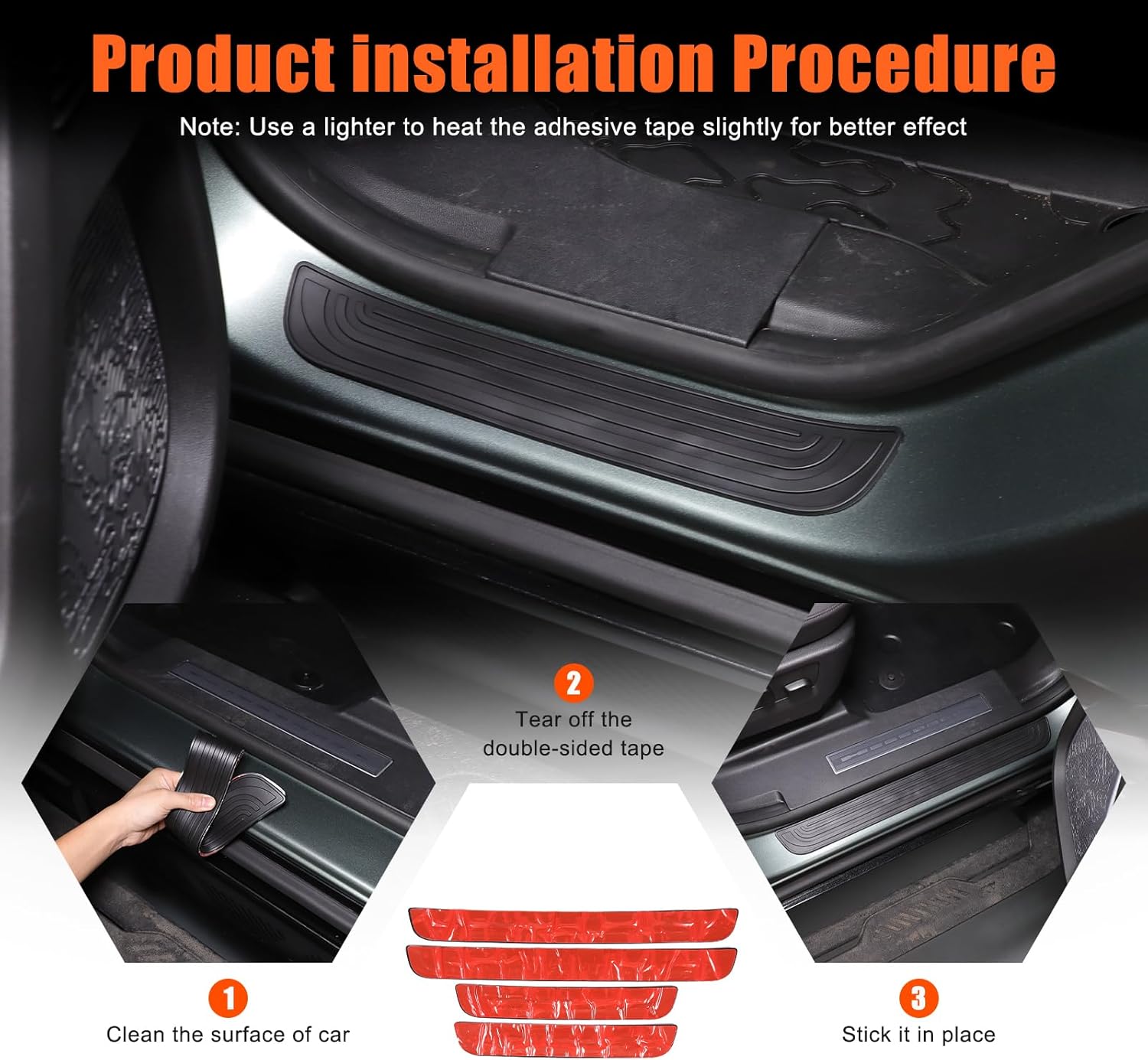 Yinanlutos Car Door Sill Protector Compatible with Hummer EV SUV 2024 2025 Accessories Front Rear Door Entry Guard Edge Guards Anti-Scratch Waterproof Accessories 4Pcs