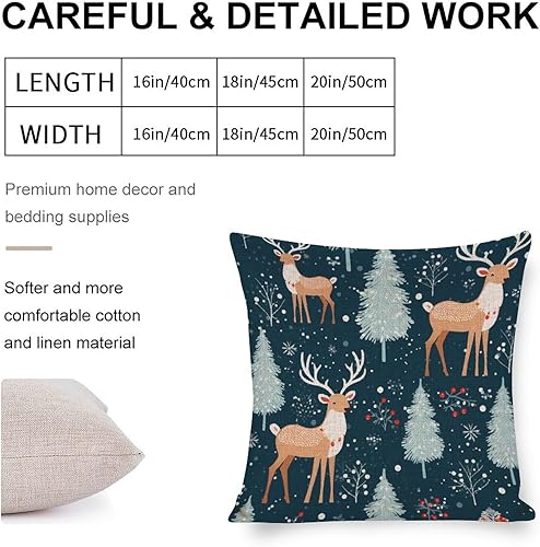 Miniatura 2 de Funda de almohada rústica de Navidad para vacaciones, de invierno, para Navidad, reno, muñeco de nieve, para exteriores, decoración de sofá, 18 x 18