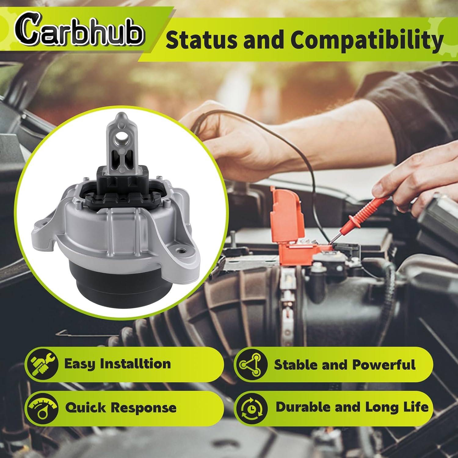 Carbhub 22116786528 Left Right Engine Motor Mount fit for BMW 528i 535i 640i 740i Gran Coupe GT Base Sedan 3.0L 4.4L 6.0L 2010-2018 Engine Motor Mount Replace for 22116786528 22116777365