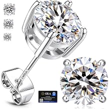 adoyi Moissanite Diamond Stud Earrings for Women 925 Sterling Silver Post 18K Gold Plated Earring Hypoallergenic Dainty Flat Back Stud Earrings Jewelry for Women D Color VVS1 Clarity 1.0CT-2.0CT