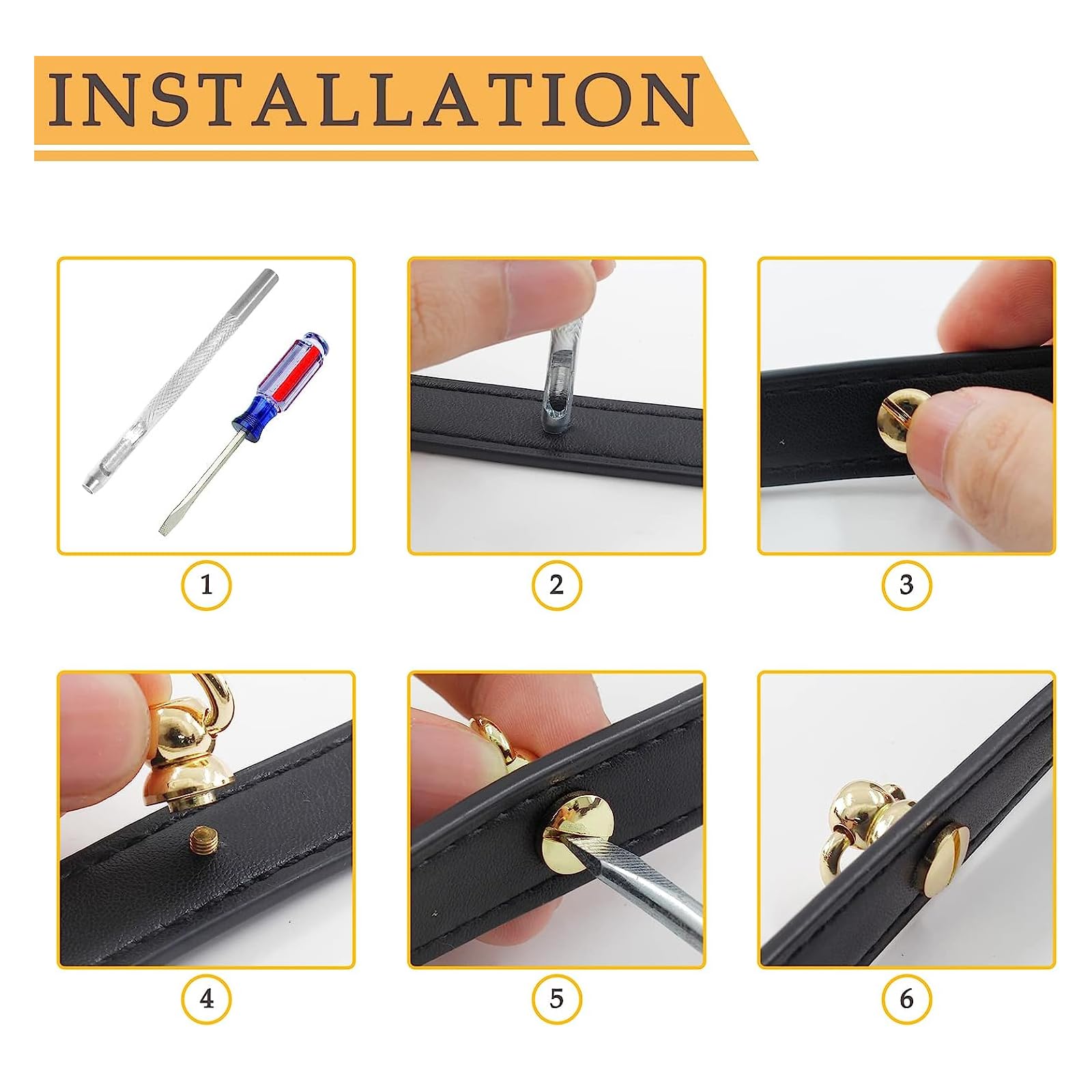 4 Pezzi Rivetto Dorato con Anello Rivetto tappo a vite e anello di trazione rivet in pelle Rivetto Dorato con Anello per L'Artigianato in Pelle DIY(Oro)