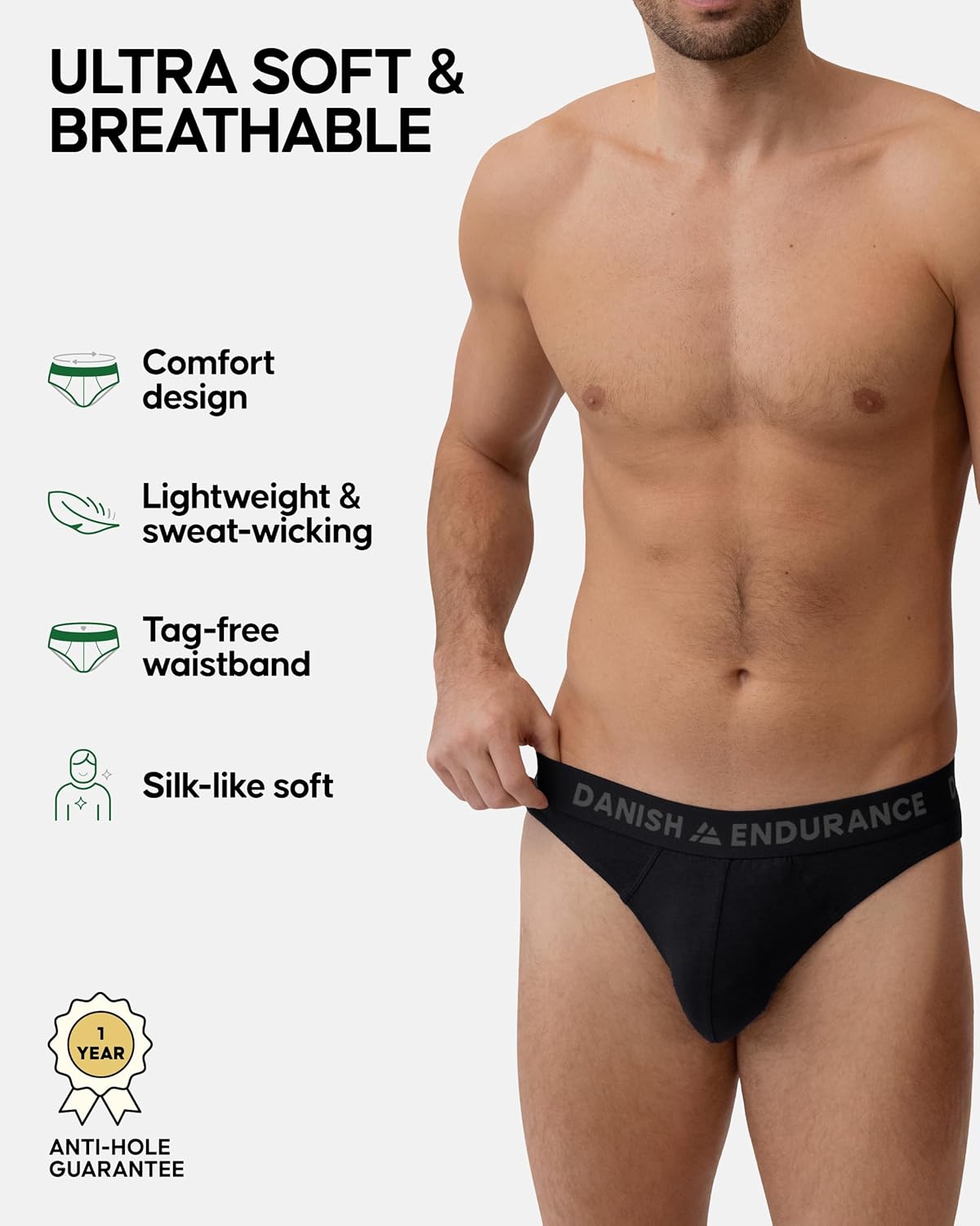 DANISH ENDURANCE Men's Viscose from Bamboo Briefs (6-Pack) – Ultra-Soft Viscose Underwear, Breathable & Tag-Free Comfort - Image 2