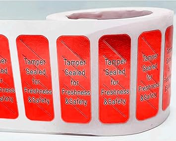 Remarkable Tamper-Evident Food Sealed for Freshness and Safety Stickers,0.5 x 1.5 Inch Tamper Proof Sealed for Freshness Stickers Help Increase Security During Delivery 500 Pcs red