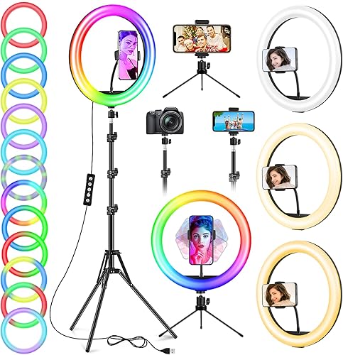 126 Ring Light with Stand and Phone Holder GerTong Selfie Ringlight with 59 Tall Tripod and Desk Stand for PhotographyVideo Recording - LED Circle