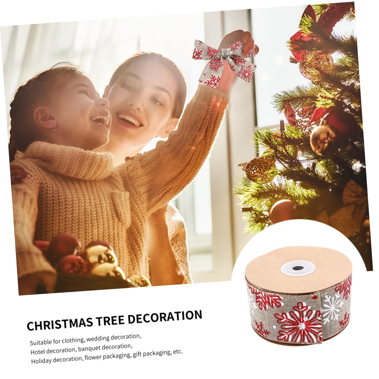 Angoily 3 Rollos Cinta Decorativa Navideña con Diseño de de Metros para Envolver Regalos Manualidades y Decoración de Árbol de Navidad