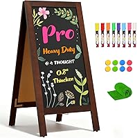 Vista 16 de 4 THOUGHT Pizarra magnética de doble cara en forma de A de 40"x20", tablero de sándwich independiente de madera de pino macizo para restaurantes