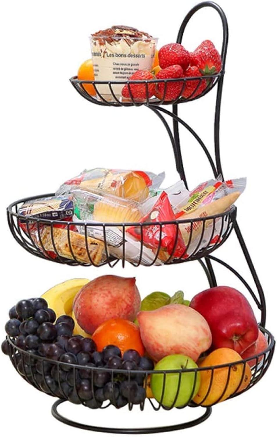 Amazon｜フルーツスタンド 大きな3層のフルーツバスケット金属層のフルーツバスケットのカウンタートップの装飾フルーツボウルのデザイン