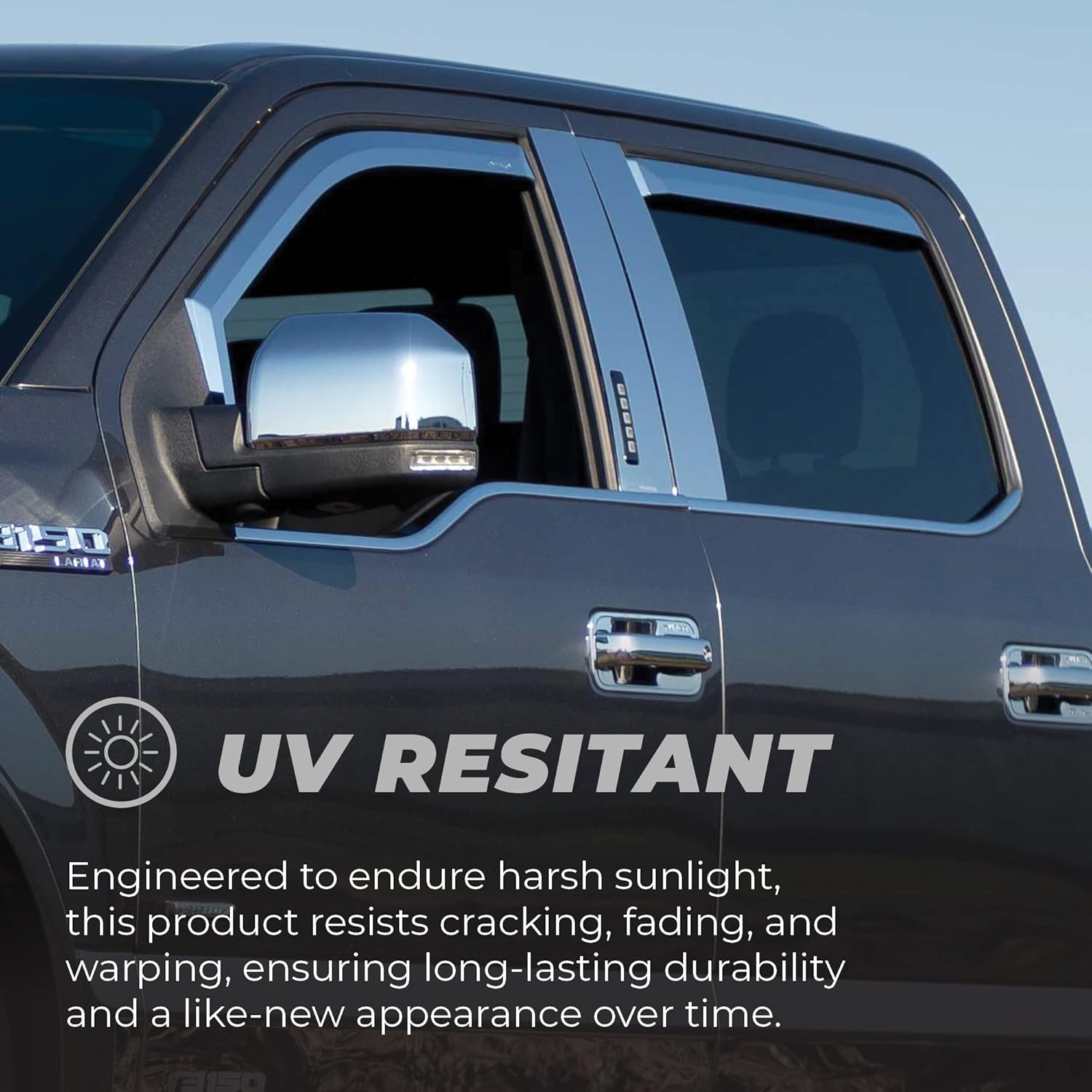 Putco Element Chrome Window Deflectors Fits Chevy Suburban/Chevy Tahoe/GMC Yukon XL/GMC Yukon/Cadillac Escalade 2015-2020 - Set of 2 - in Channel Install