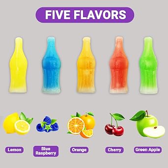 Wax Bottle Candy Drinks, 1 Pound Bag - Retro Wax Candy Bottles, Liquid Filled - Variety Flavor Nip Candy Juice - Classic Wax Candy for Old School Candy Lovers