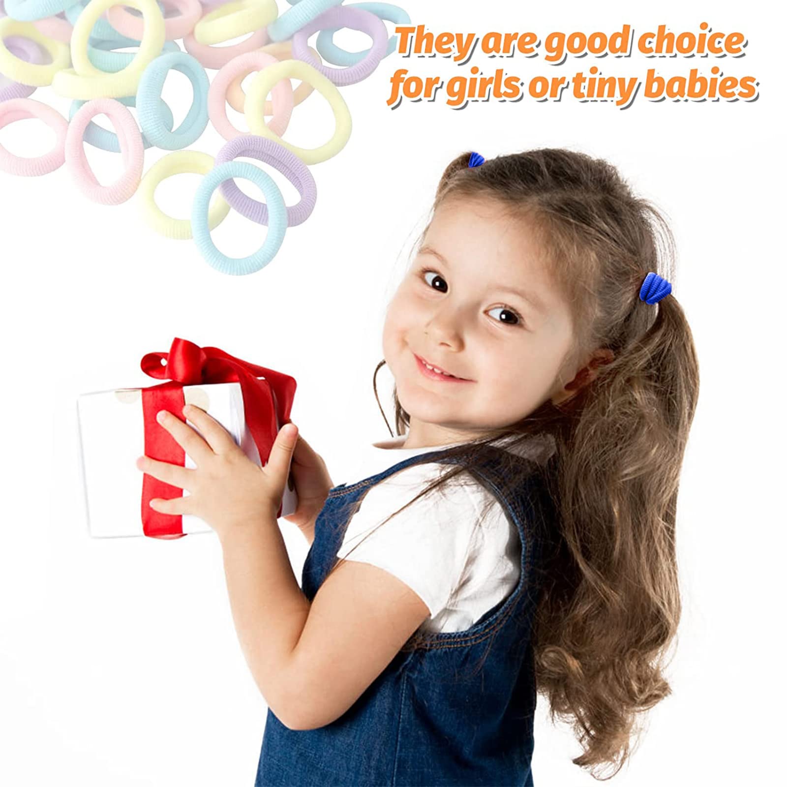Jollybows 24 gomas para el pelo para niñas, coloridas, pequeñas y elásticas, accesorios para el pelo para bebés, niñas, niños pequeños