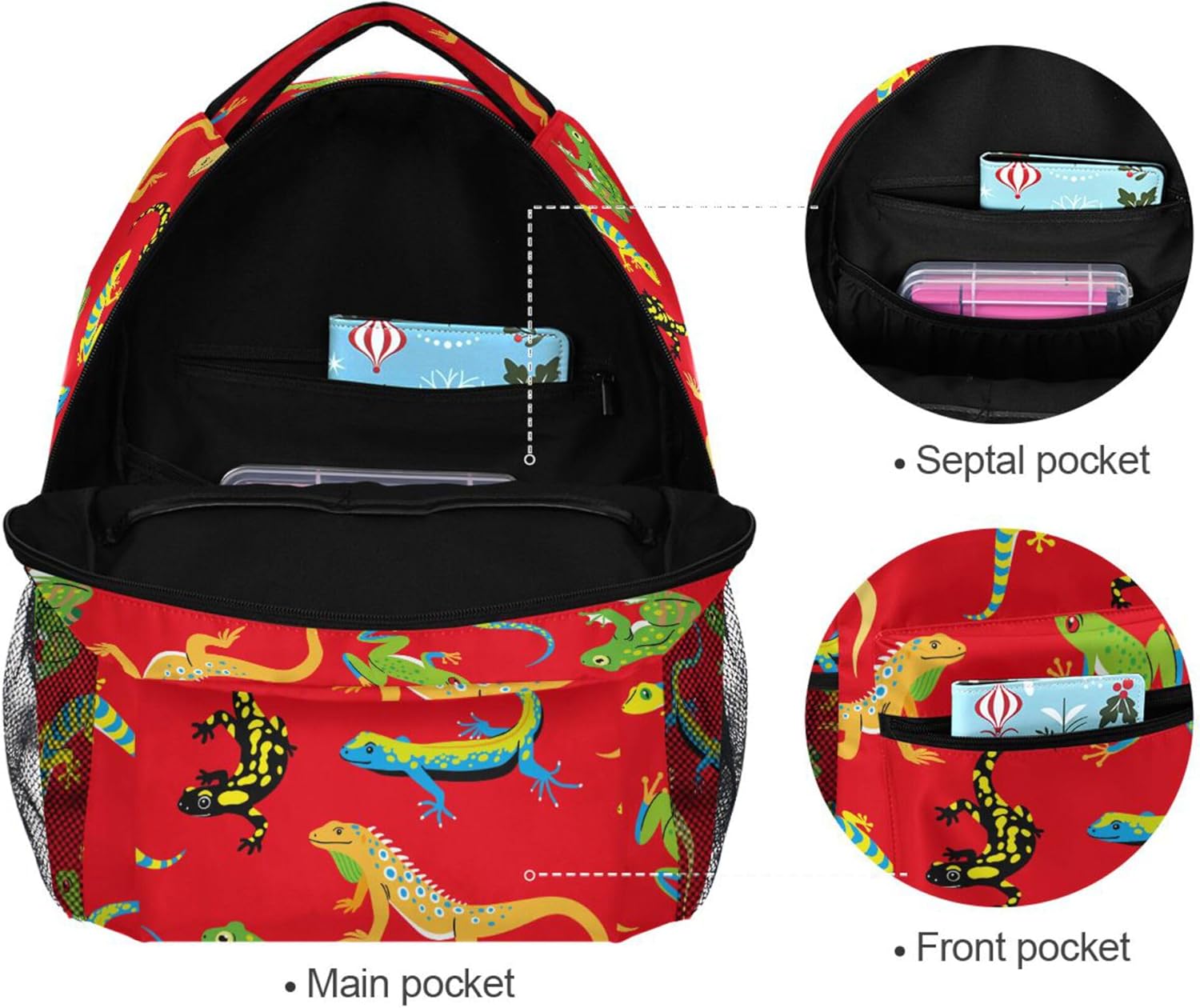 Fisyme Lizard Frog Red Laptop Backpack Bag Bookbag Casual Travel Hiking Computer Notebooks Daypacks