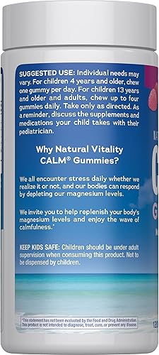 Miniatura 3 de Gomitas antiestrés Calm de Natural Vitality, un suplemento de magnesio relajante, 120, 1